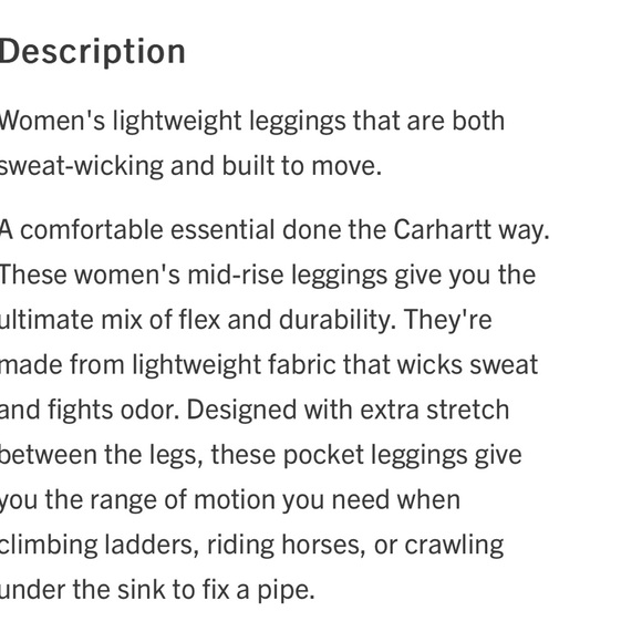 Carhartt Force Fitted Lightweight Utility Legging NWT - Picture 5 of 16